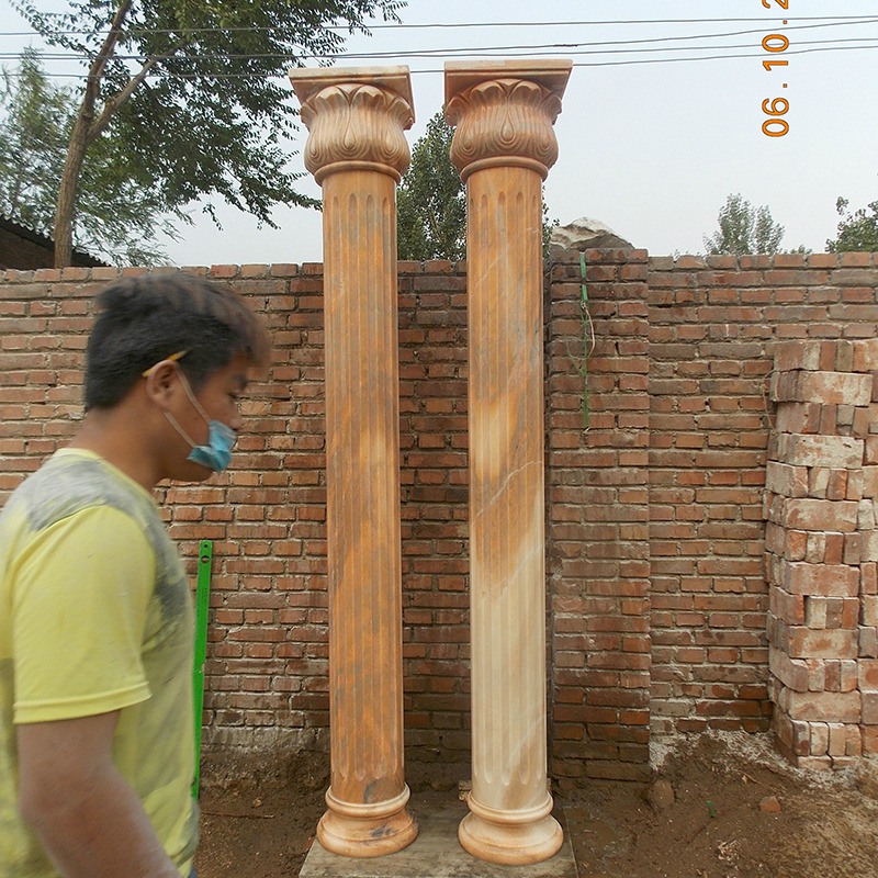 Natural marble solid Roman columns, entrance stone columns, European style columns, villa interior and exterior decoration, stone carved large columns