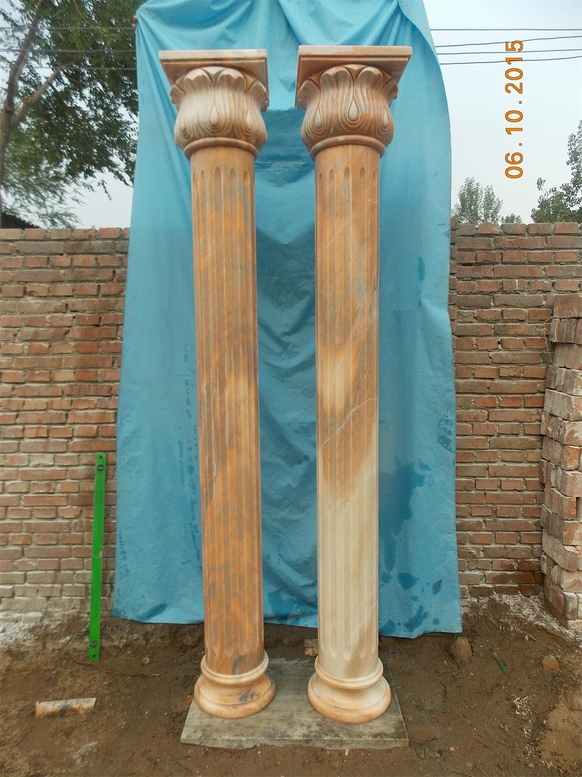 Natural marble solid Roman columns, entrance stone columns, European style columns, villa interior and exterior decoration, stone carved large columns - Image 2