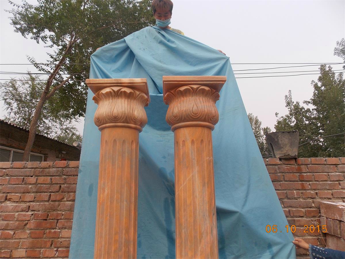 Natural marble solid Roman columns, entrance stone columns, European style columns, villa interior and exterior decoration, stone carved large columns - Image 3