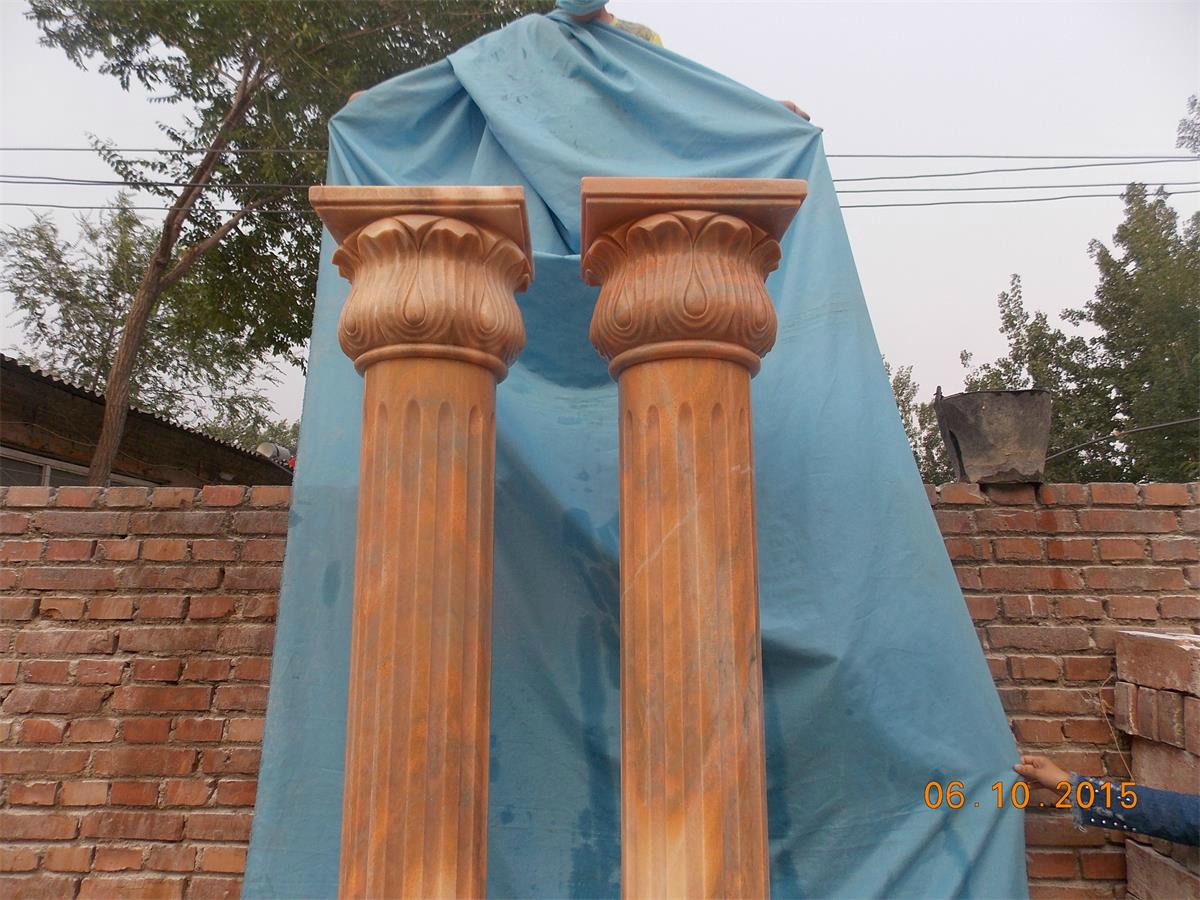 Natural marble solid Roman columns, entrance stone columns, European style columns, villa interior and exterior decoration, stone carved large columns - Image 4