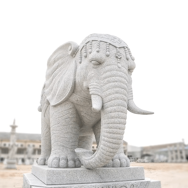 Stone Elephant A Pair of Geomantic Elephants Household White Marble Elephant Hotel Villa Door Decoration Stone Elephant and Water Elephant - Image 10