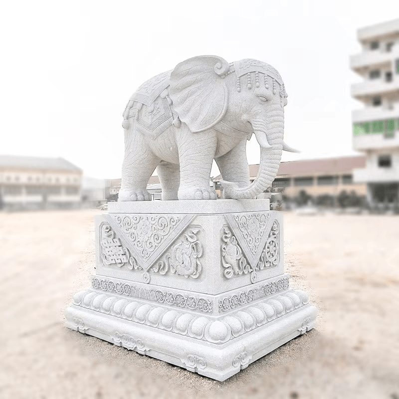 Stone Elephant A Pair of Geomantic Elephants Household White Marble Elephant Hotel Villa Door Decoration Stone Elephant and Water Elephant - Image 11