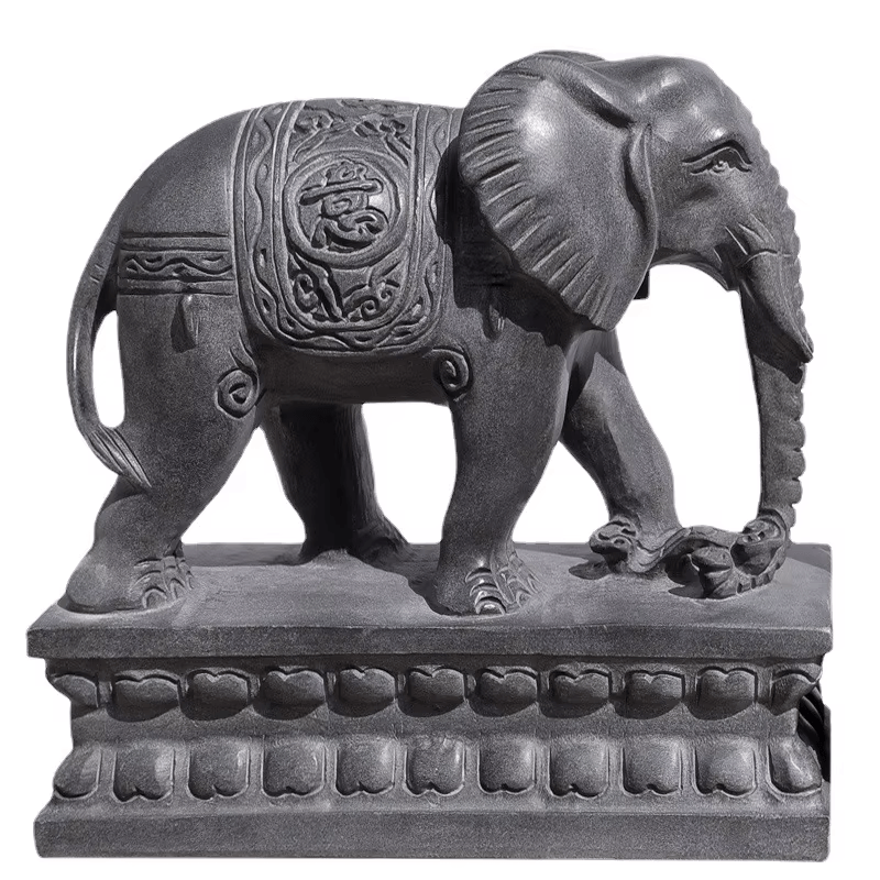Stone Elephant A Pair of Geomantic Elephants Household White Marble Elephant Hotel Villa Door Decoration Stone Elephant and Water Elephant - Image 4