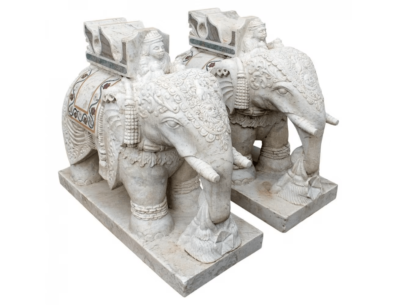 Stone Elephant A Pair of Geomantic Elephants Household White Marble Elephant Hotel Villa Door Decoration Stone Elephant and Water Elephant - Image 5