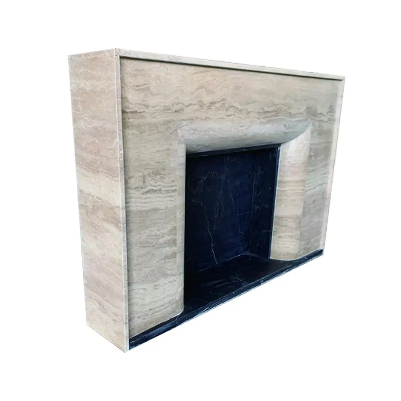 Marble fireplace, European retro living room, American modern minimalist natural white travertine stone fireplace mantel decorative cabinet - Image 4