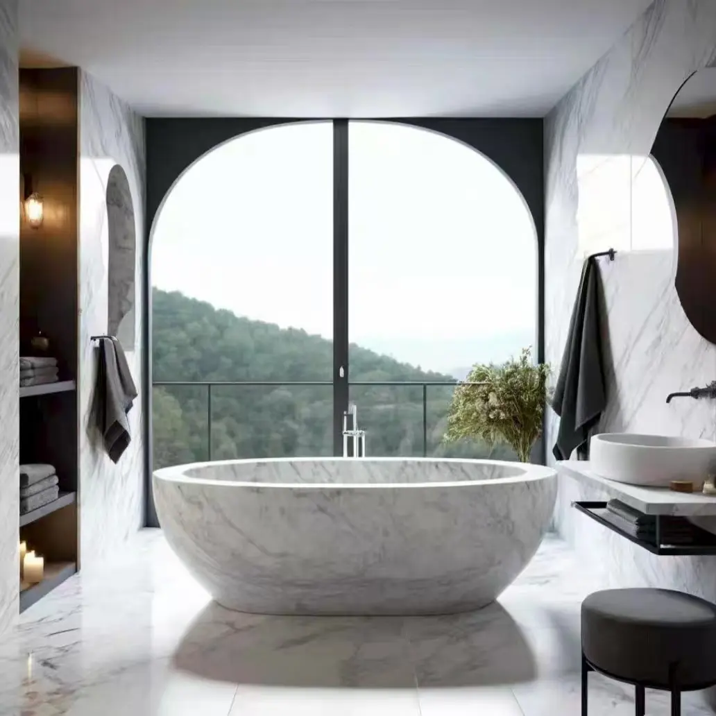 Natural marble bathtub, hotel guesthouse, villa, household standalone bathtub