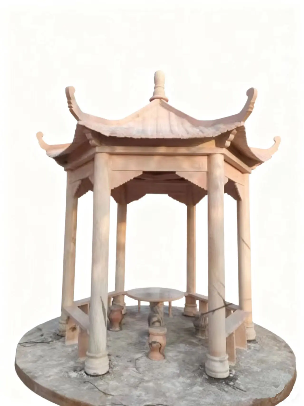 Outdoor stone pavilion, hexagonal granite and marble stone pavilion, custom-made Chinese-style stone pavilion for villa - Image 5