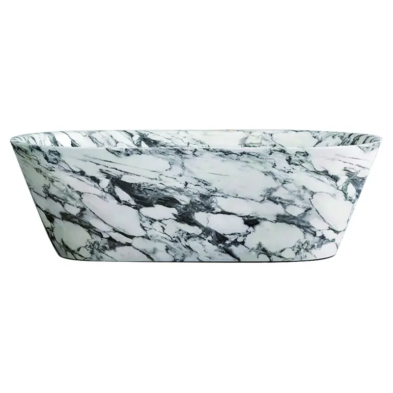 Natural large white marble integrated bathtub for creative luxury style hotel villa, new model bathtub - Image 5