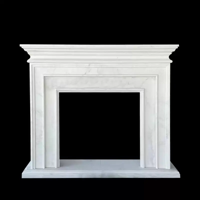 French-style marble mantelpiece, modern and simple, natural white marble stone decorative stone carving custom cabinet - Image 5