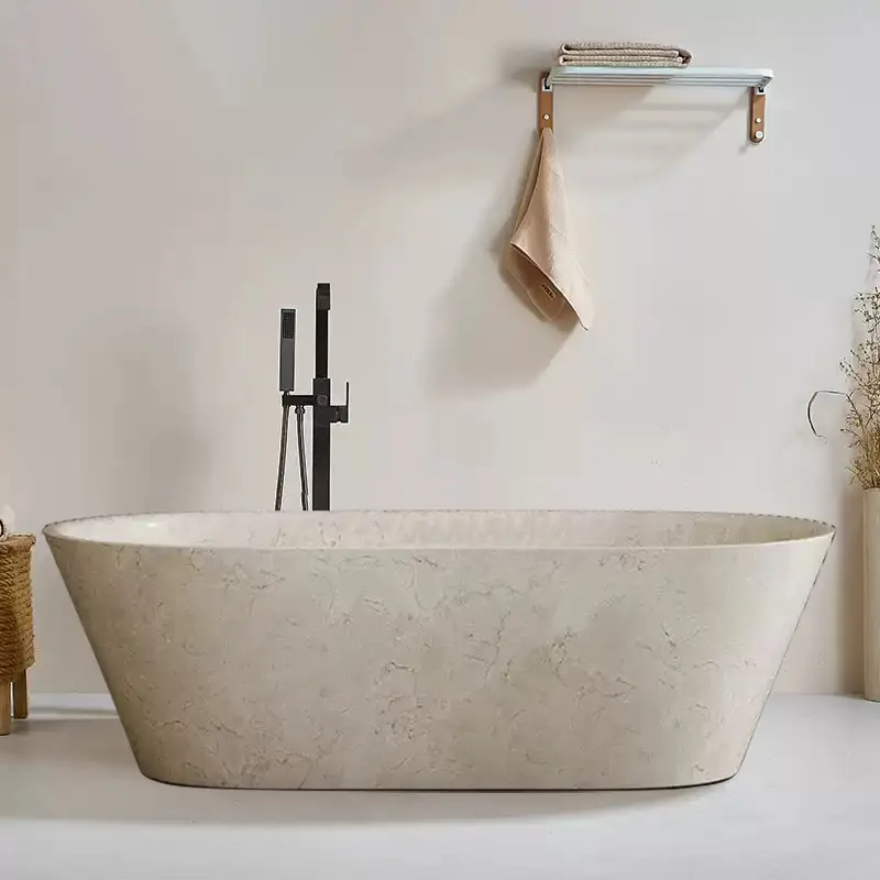 European minimalist natural marble bathtub, designer style, modern and simple, suitable for villa living room and home use. - Image 2
