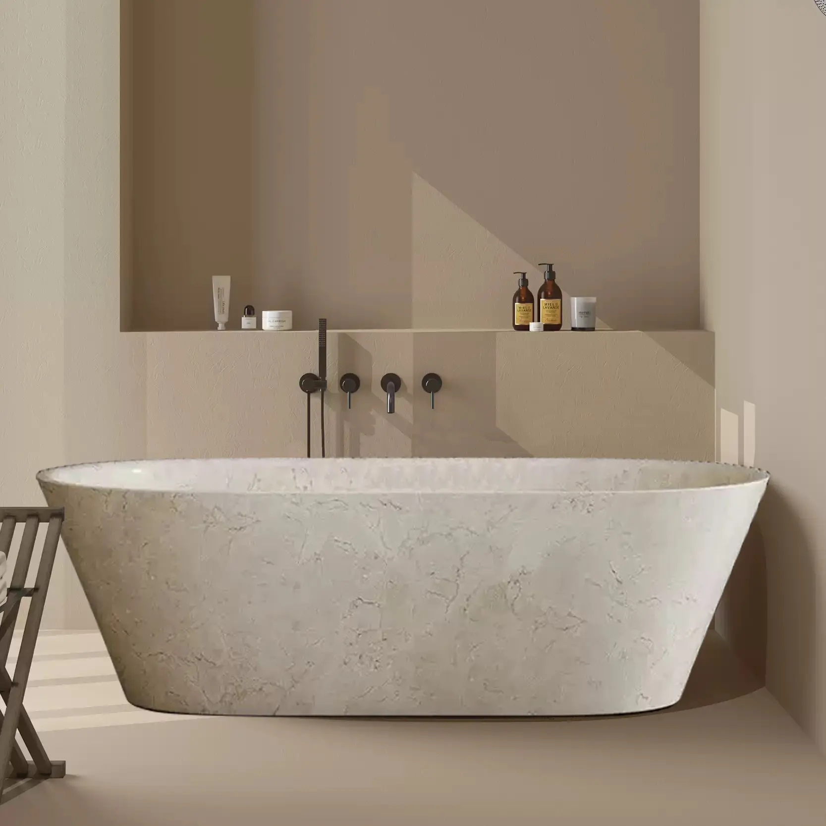 European minimalist natural marble bathtub, designer style, modern and simple, suitable for villa living room and home use. - Image 4