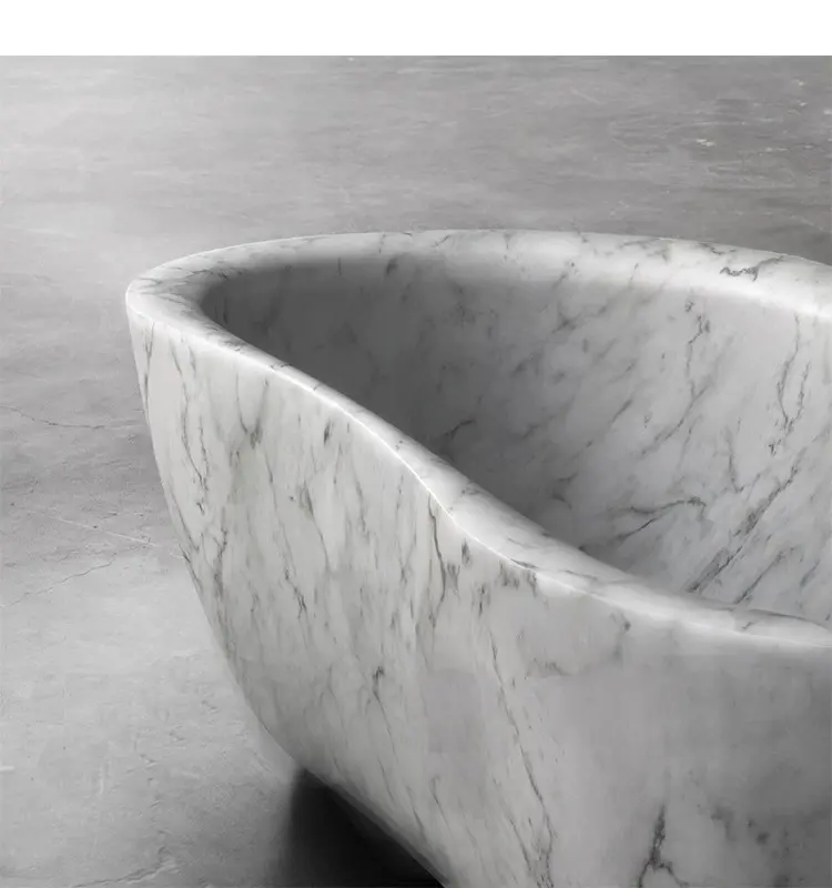 New style natural marble one-piece bathtub, high-end French designer custom adult independent seamless bathtub - Image 5