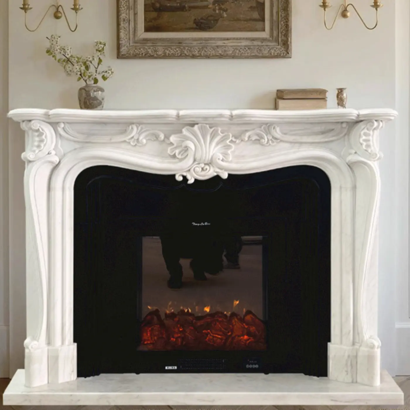 European-style fireplace, marble natural stone fireplace, entrance hall, living room, European-style French fireplace cabinet - Image 3