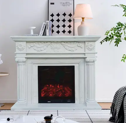 New classical French style European American simple white marble fireplace for living room decoration. - Image 3