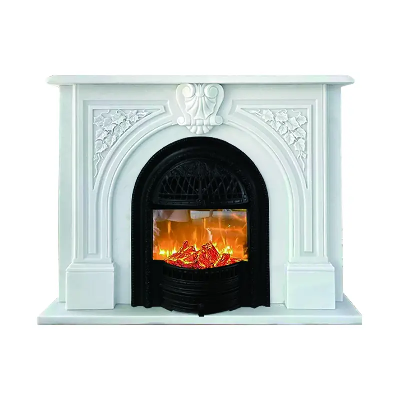 European-style marble fireplace, natural stone marble fireplace, white marble stone, French and American-style fireplace, decorative cabinet - Image 6