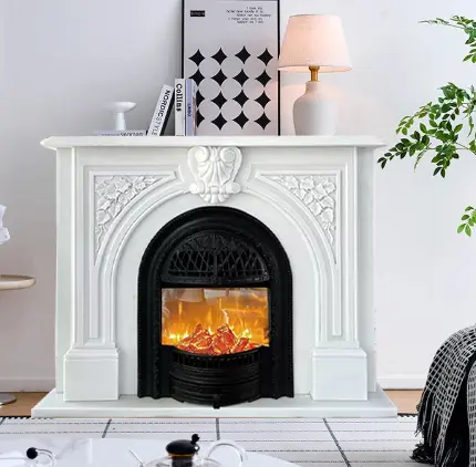 European-style marble fireplace, natural stone marble fireplace, white marble stone, French and American-style fireplace, decorative cabinet - Image 4