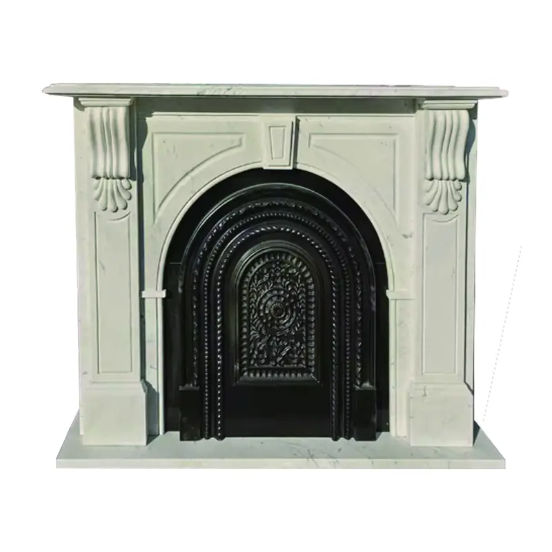 Stone-carved French-style fireplace, marble, vintage stone fireplace, decorative cabinet, indoor living room, entrance hall fireplace, marble - Image 5
