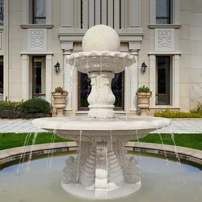 Stone-carved fountain, feng shui ball, water-spraying sculpture, outdoor courtyard garden, artificial rockery, circulating water pool