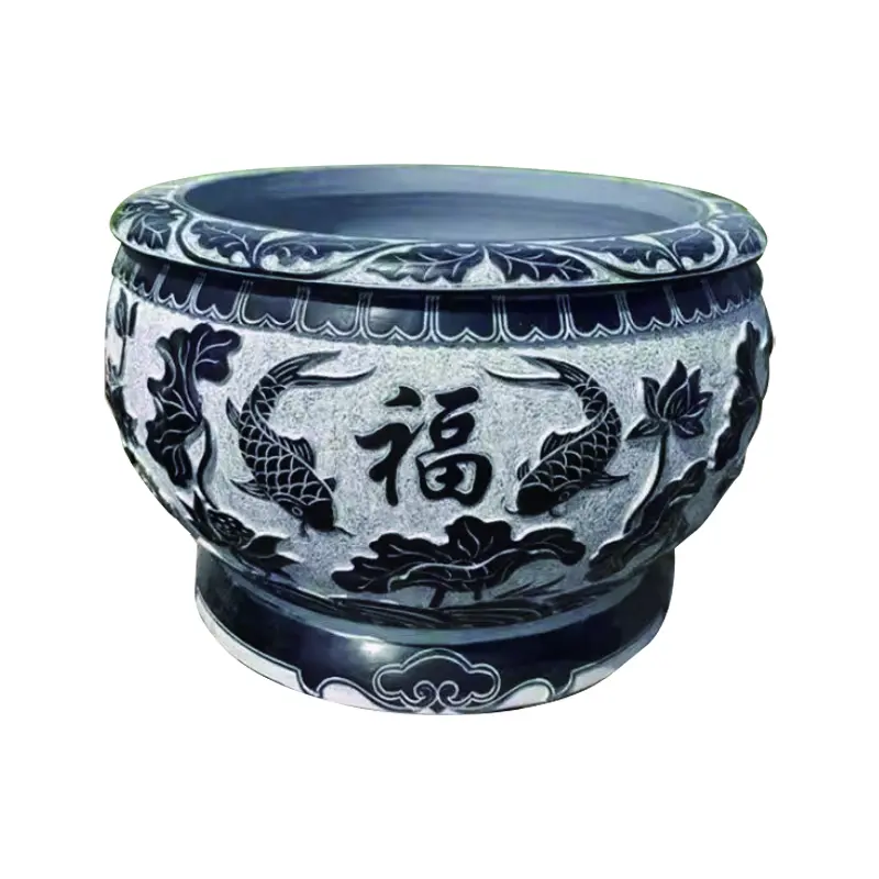 Stone-carved fish tanks, marble, white marble water basins, flower pots, water feature sculptures, bluestone tanks, stone basins, natural bluestone, large water. - Image 6