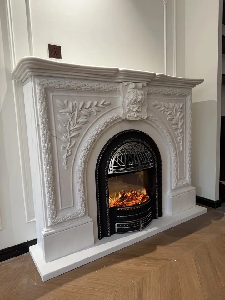 European-style French-style luxury style natural stone marble fireplace luxury Hanbaeju stone sculpture decorative cabinet in stock - Image 4