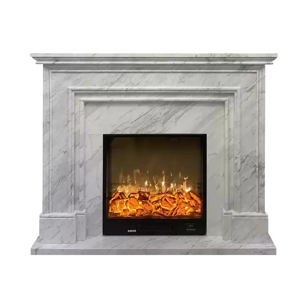 Marble fireplace stone carving, natural jasper white stone, European French-style decorative heating fireplace stand, decorative cabinet, decorative item - Image 5