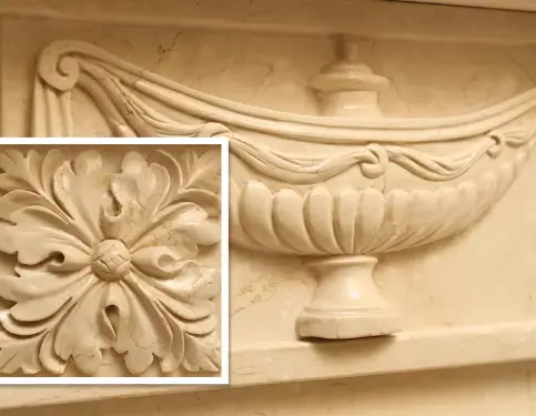 Marble French-style fireplace mantel indoor floor-standing home living room stone decorative item fireplace European custom stone carving beige - Image 7