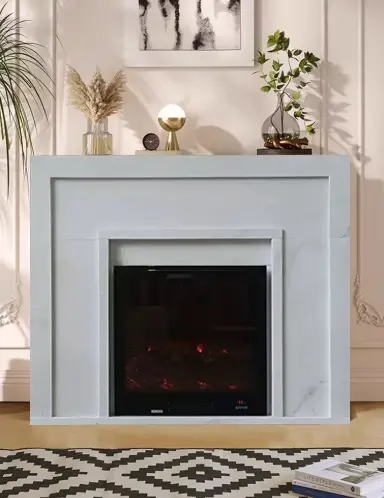 Marble fireplace, French, European, American style, natural white marble stone fireplace, decorative cabinet, modern and simple fireplace shelf.