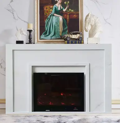 Marble fireplace, French, European, American style, natural white marble stone fireplace, decorative cabinet, modern and simple fireplace shelf. - Image 3