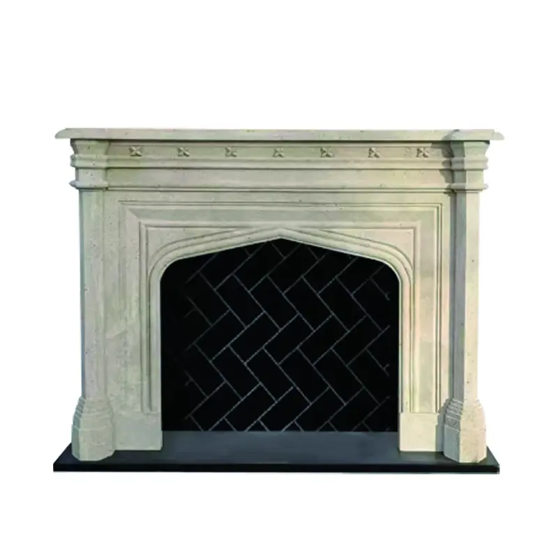 Simple marble fireplace mantel, natural cave stone fireplace, American and French retro and shabby chic style stone fireplace decoration cabinet - Image 6