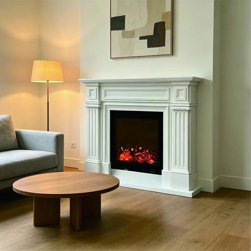 Marble French fireplace, European American fireplace, natural stone Hanbaeju (white marble) decorative cabinet, modern minimalist fireplace stand