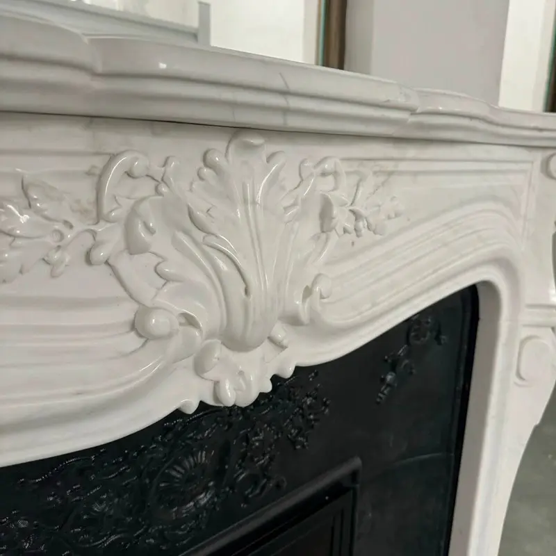 Marble fireplace, European-style, American-style, European-style villa living room stone fireplace decorative cabinet, white jade stone fireplace stand. - 图片 6