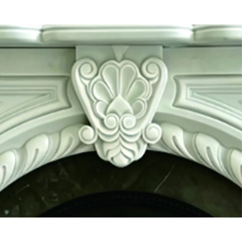 European-style marble mantelpiece for villa living room decoration, natural white marble hand-carved fireplace with real fire display item - 图片 7