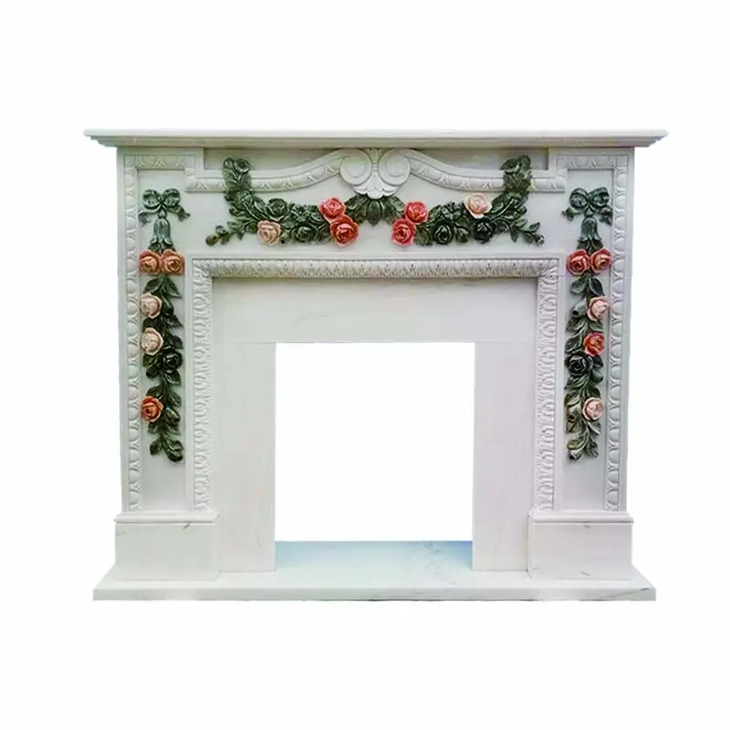 Stone-carved marble fireplace decoration, white marble European and French-style fireplace, villa interior arch, natural stone fireplace - 图片 5