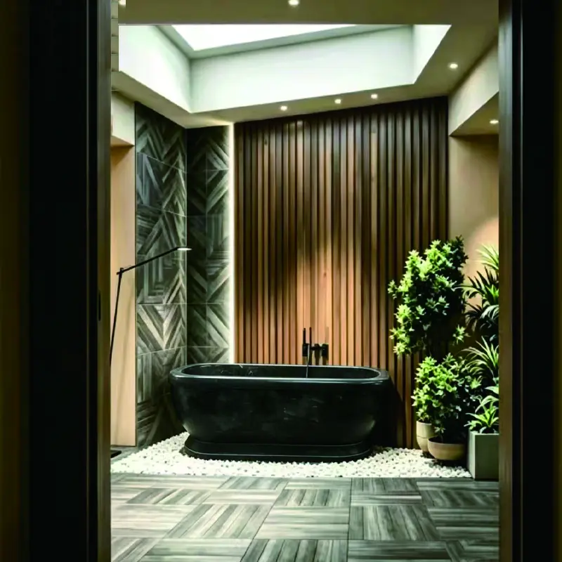 Natural black gold stone full stone bathtub, freestanding light luxury home villa and homestay deep bubble bath tub