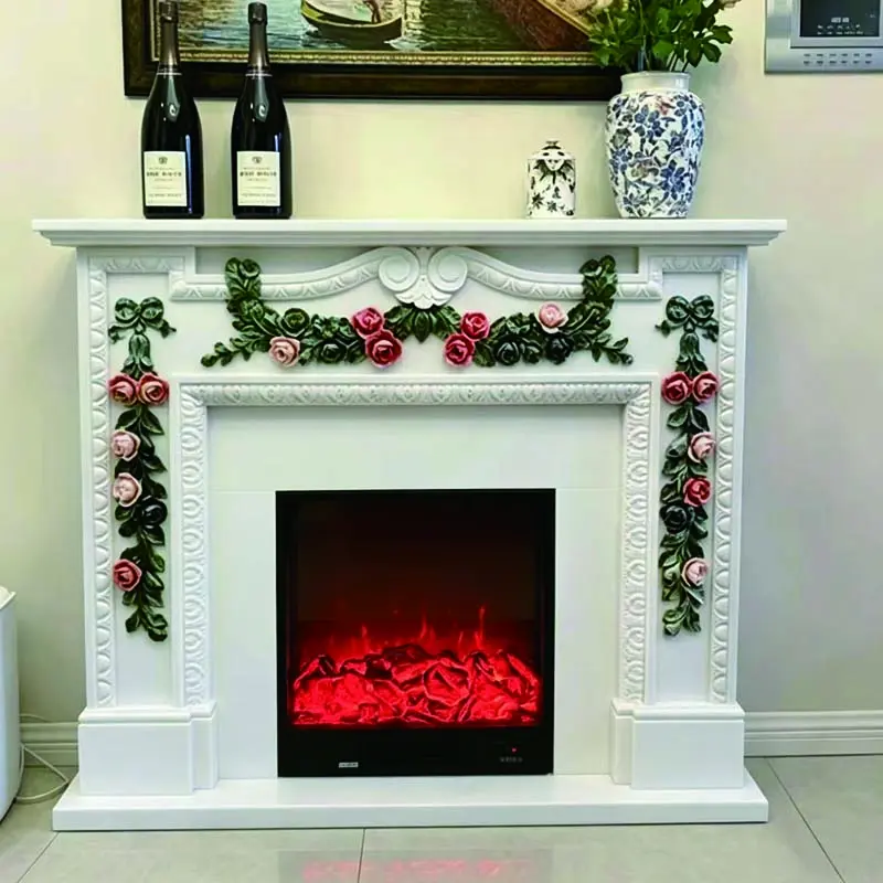 Stone-carved marble fireplace decoration, white marble European and French-style fireplace, villa interior arch, natural stone fireplace - 图片 2