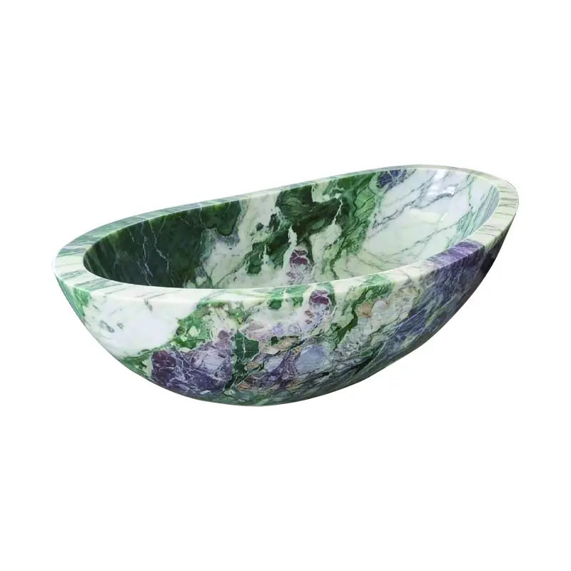 Bvlgari-style freestanding round marble bathtub with high-end artistic design for luxury hotels, vacation rentals, and villas - 图片 6
