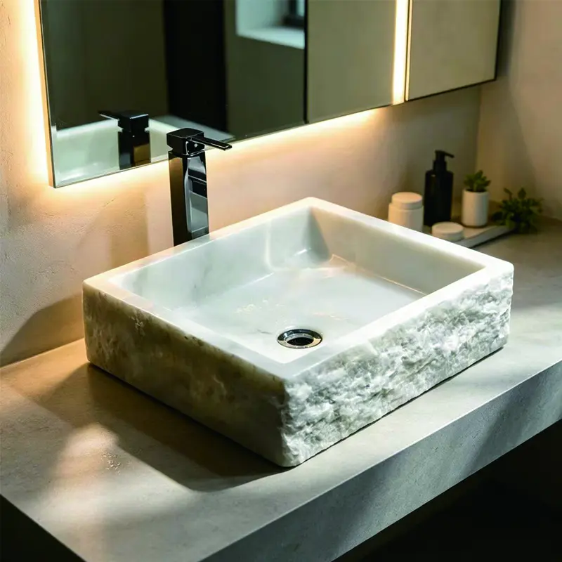Single-basin bathroom sink, countertop washbasin, outdoor basin, balcony stone sink, marble natural stone washbasin for home use