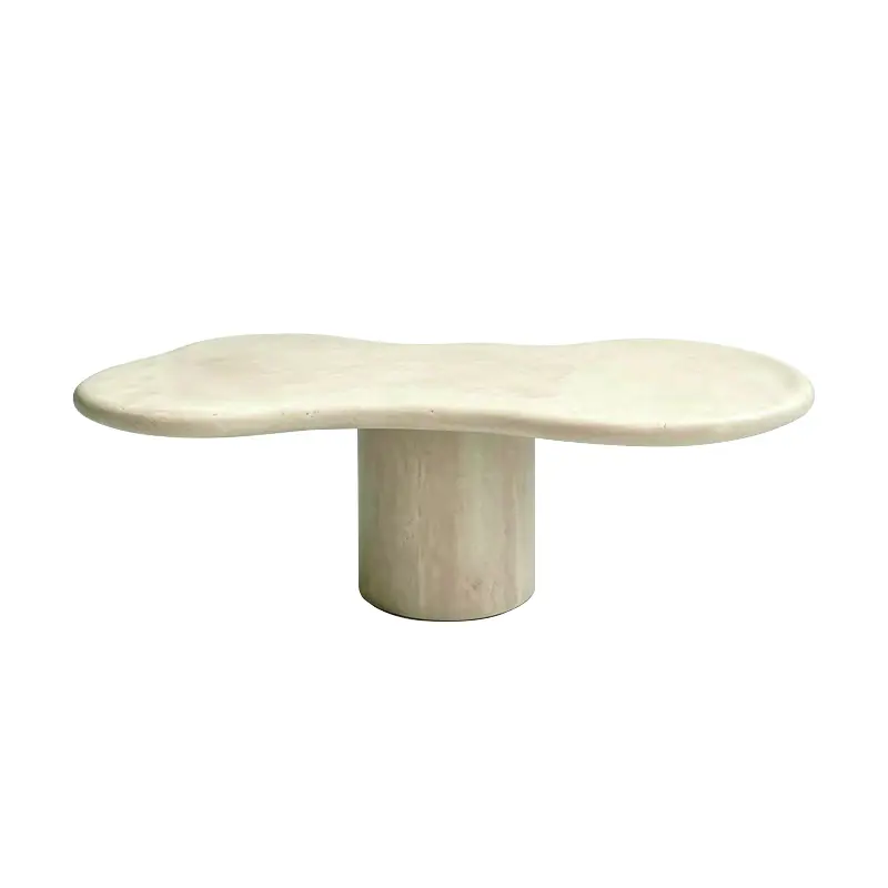Cream-style natural travertine coffee table, living room home use marble tea table, designer creative high-end stone table set - 图片 5