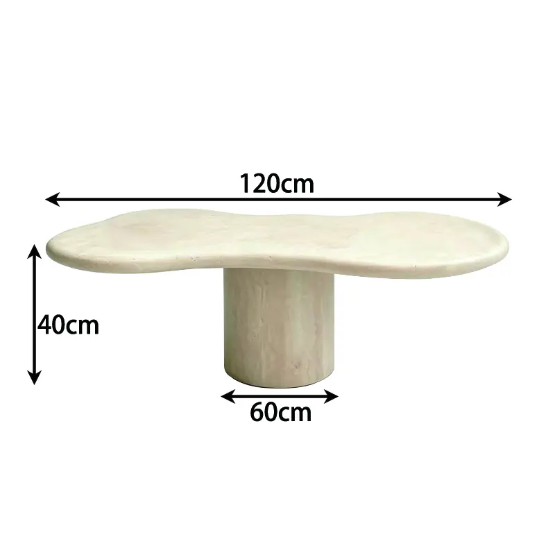Cream-style natural travertine coffee table, living room home use marble tea table, designer creative high-end stone table set - 图片 6