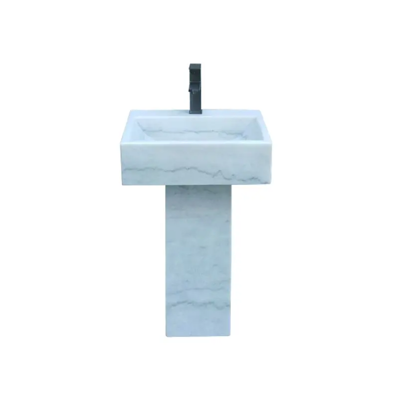 Natural marble stone bathroom sink, courtyard integrated water basin, freestanding washbasin, granite pillar sink, villa